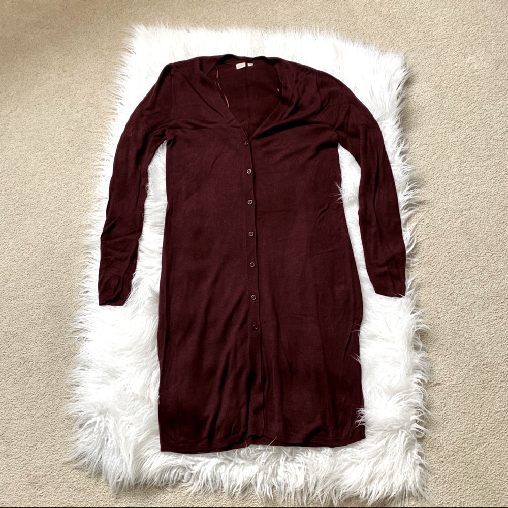 Burgundy extra long cardigan
